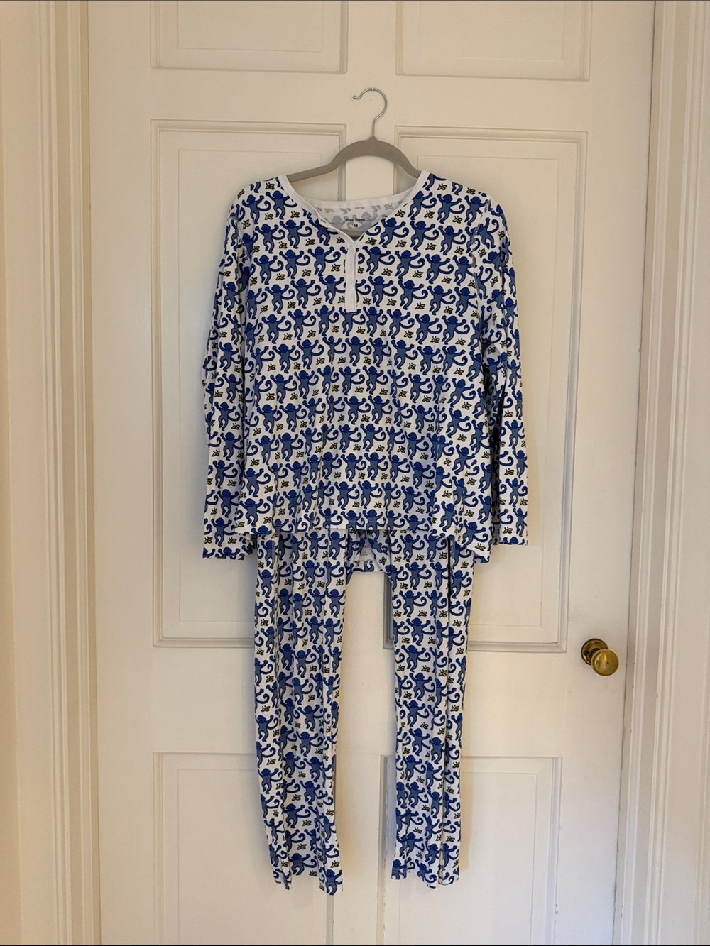 Roller Rabbit Blue and White Monkey Print Women’s Pajama Set